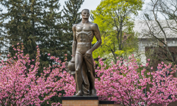 Sparty statue on campus