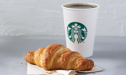 Starbucks coffee and croissant