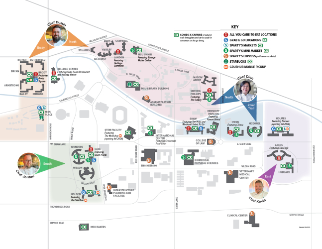 Campus Dining Map with Executive Chefs