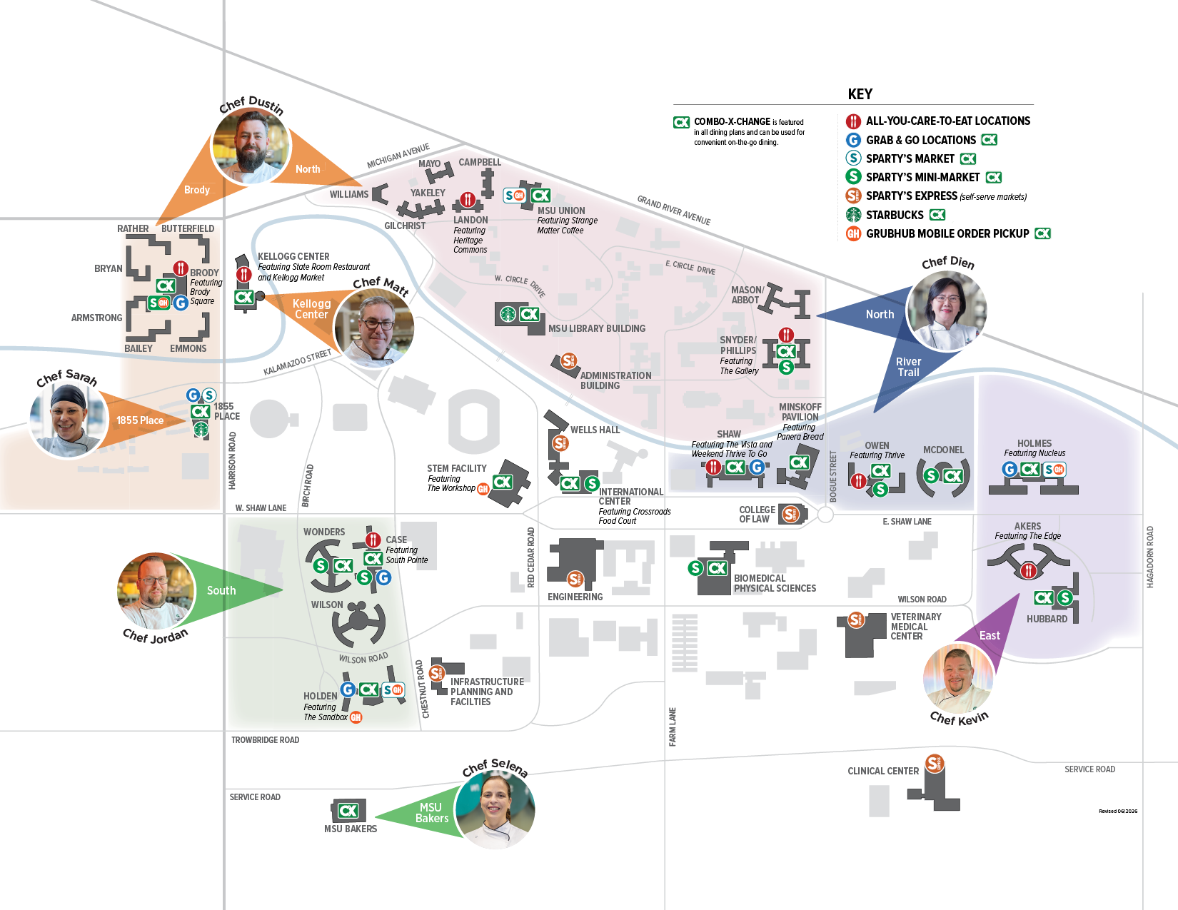 Campus Dining Map with Executive Chefs