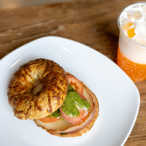 Bagel Sandwich and Dirty Soda